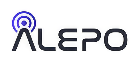 The image shows the ALEPO logo with stylized text and a circular design above the letter "A".