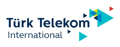 Logo of Türk Telekom International with geometric shapes.