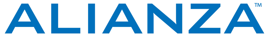The image shows the word "ALIANZA" in bold blue lettering on a white background.