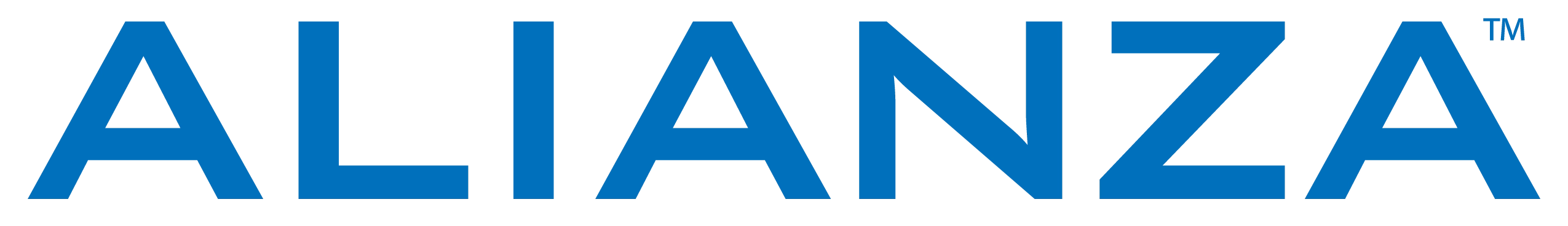 The image shows the word "ALIANZA" in bold blue lettering on a white background.