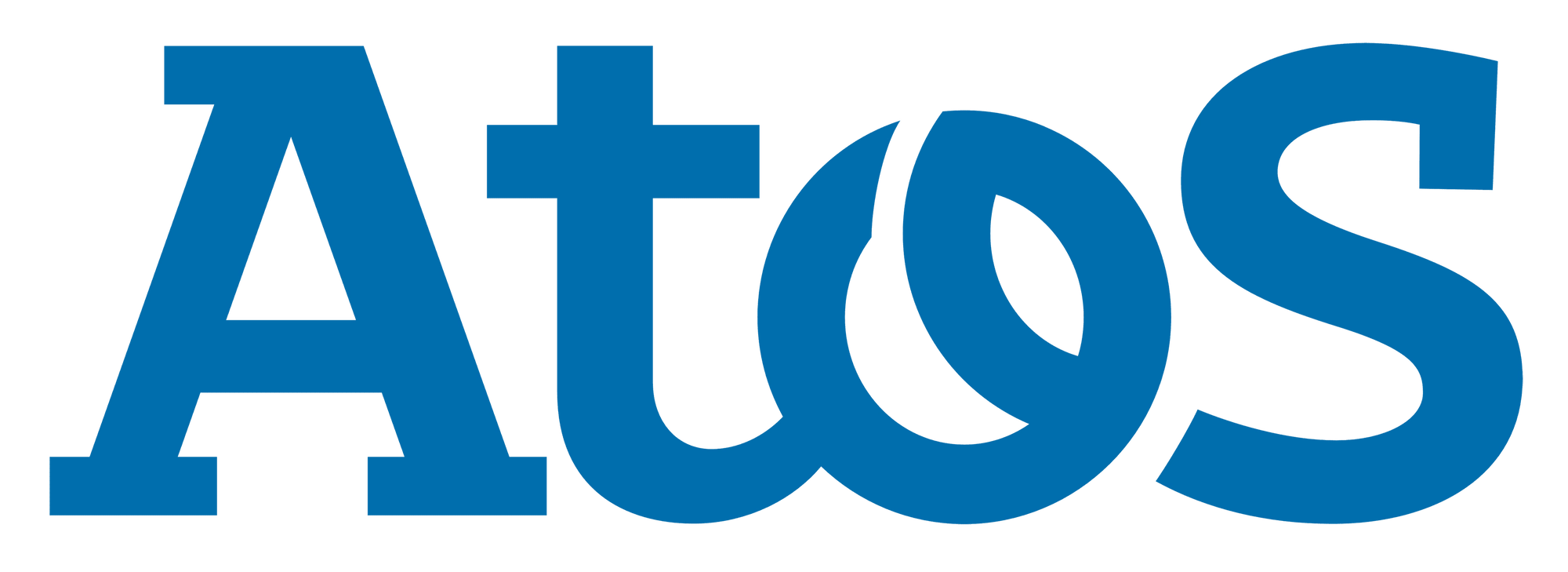 The Atos logo in blue capital letters.