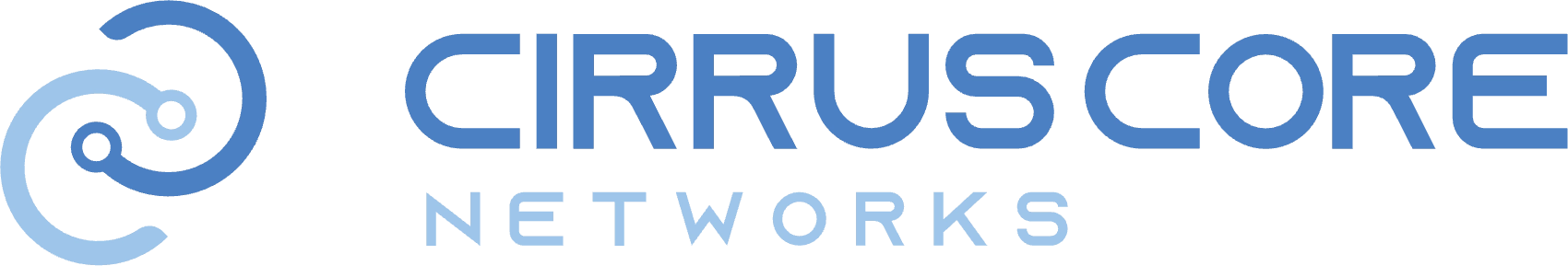 Logo of Cirrus Core Networks featuring stylized blue text and a swirl design.
