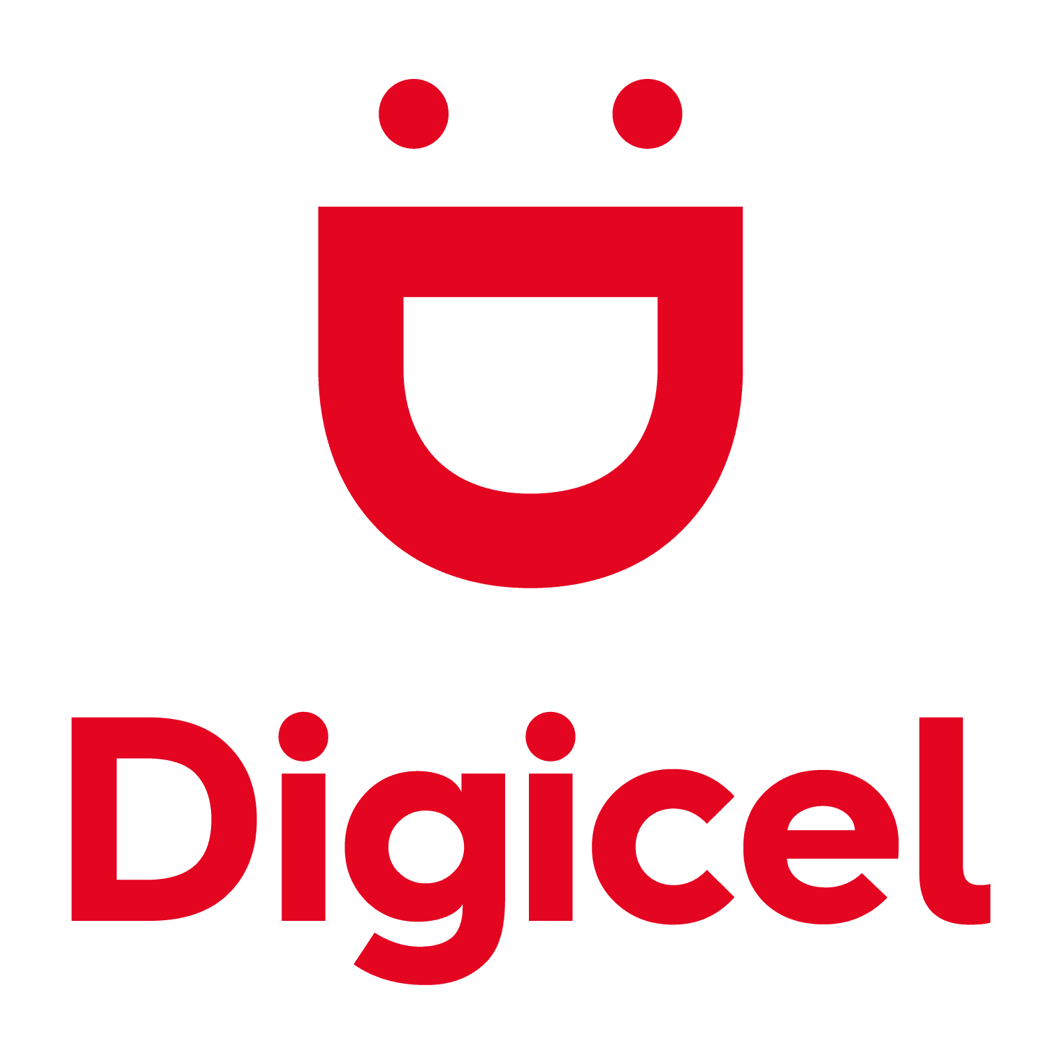 Red Digicel logo featuring a stylized smiley face.