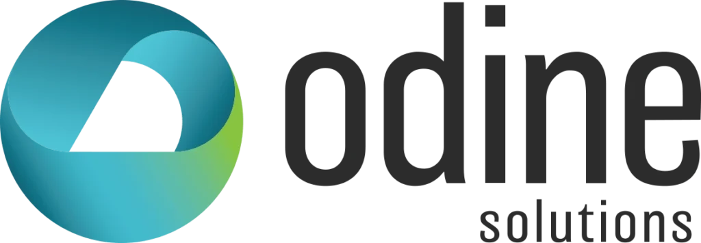The logo features a teal and green circular design next to the text "odine solutions."