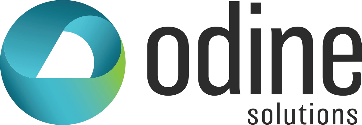 The logo features a teal and green circular design next to the text "odine solutions."