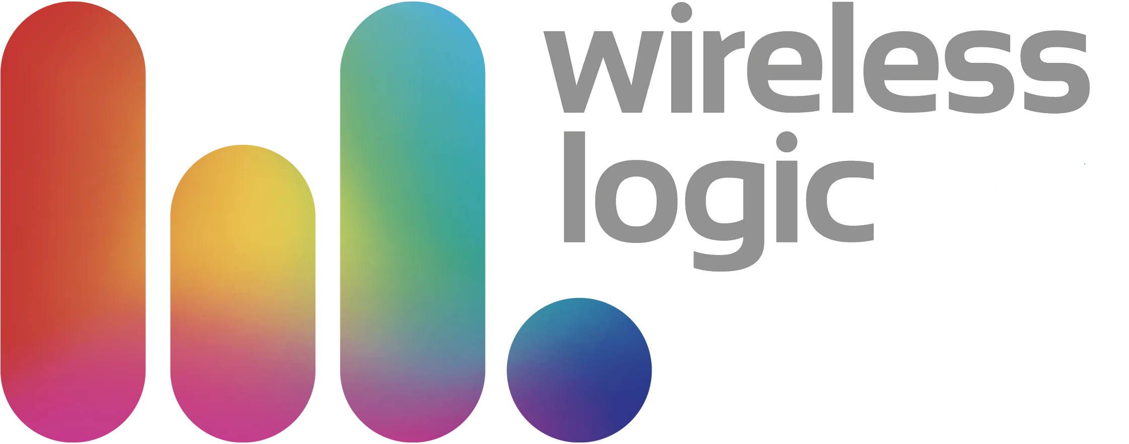 Logo of Wireless Logic with a gradient of warm to cool colors.